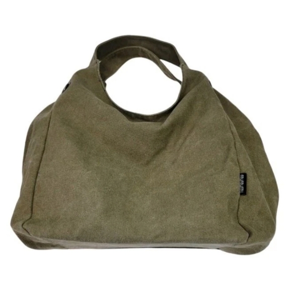 SALE * Tao MaoMao Cotton Canvas Hobo Tote in Army Green - Picture 6 of 11